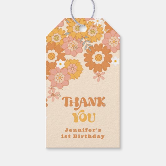 Groovy baby boho retro jaren 70 baby shower dank u cadeaulabel (Voorkant)