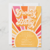 Groovy Baby Boho Retro Sunshine Baby shower Kaart (Voorkant)