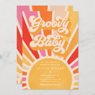 Groovy Baby Boho Retro Sunshine Baby shower Kaart
