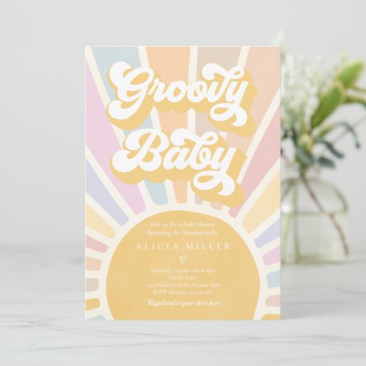 Groovy Baby Boho Retro Sunshine Baby shower Kaart (Staand voorkant)
