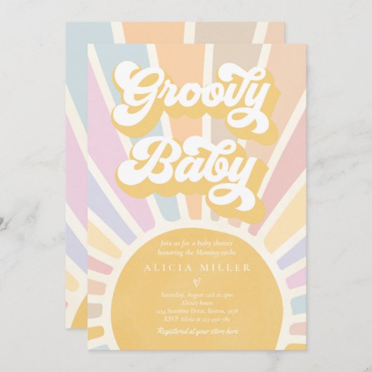 Groovy Baby Boho Retro Sunshine Baby shower Kaart (Voorkant / Achterkant)