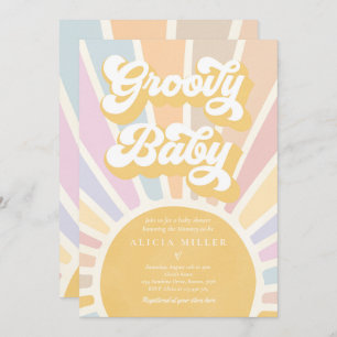 Groovy Baby Boho Retro Sunshine Baby shower Kaart
