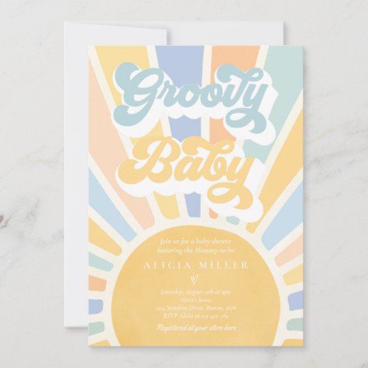 Groovy Baby Boho Retro Sunshine Baby shower Kaart (Voorkant)