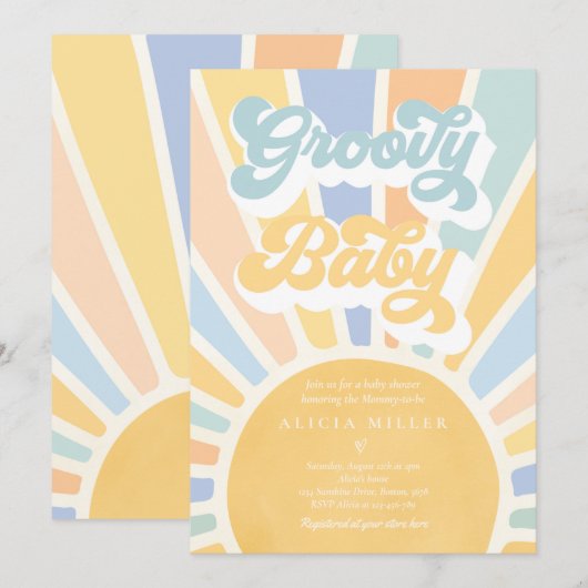 Groovy Baby Boho Retro Sunshine Baby shower Kaart (Voorkant / Achterkant)