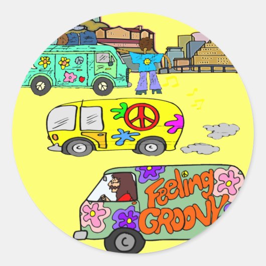 Groovy Baby Boomer voelen Ronde Sticker (Voorkant)