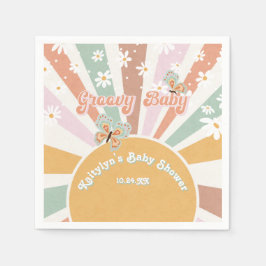 Groovy Baby Daisies Retro 70s Hippie Sunshine Girl Servet