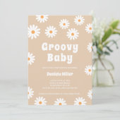 Groovy Baby Daisy 70s Retro Baby shower Kaart (Staand voorkant)