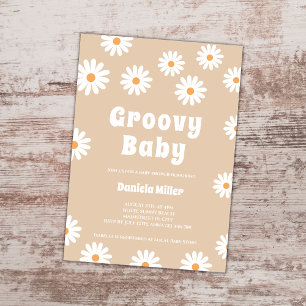 Groovy Baby Daisy 70s Retro Baby shower Kaart