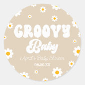 Groovy Baby Daisy Bloemen Bloemen Tan Baby shower Ronde Sticker (Voorkant)