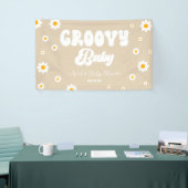 Groovy Baby Daisy Bloemen Bloemen Tan Baby shower Spandoek (Beurs)