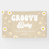 Groovy Baby Daisy Bloemen Bloemen Tan Baby shower Spandoek (Horizontaal)