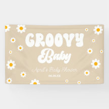 Groovy Baby Daisy Bloemen Bloemen Tan Baby shower
