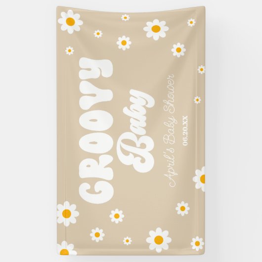 Groovy Baby Daisy Bloemen Bloemen Tan Baby shower Spandoek (Verticaal)