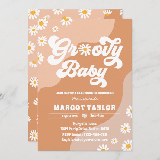 Groovy Baby Daisy Boho Hippy Vibes Baby shower in Kaart (Voorkant / Achterkant)