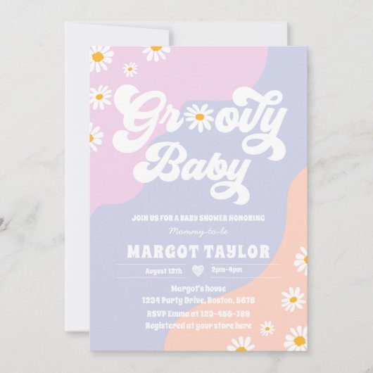 Groovy Baby Daisy Boho Hippy Vibes Baby shower Kaart (Voorkant)