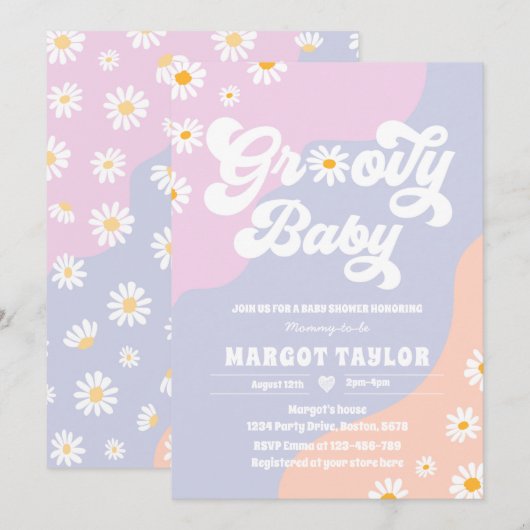 Groovy Baby Daisy Boho Hippy Vibes Baby shower Kaart (Voorkant / Achterkant)
