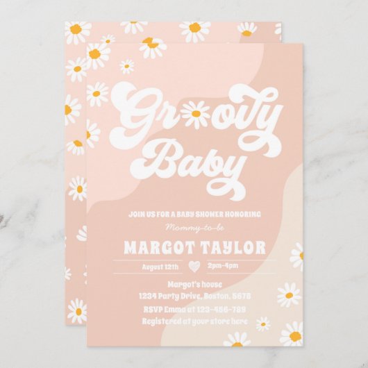 Groovy Baby Daisy Boho Hippy Vibes Baby shower Kaart (Voorkant / Achterkant)