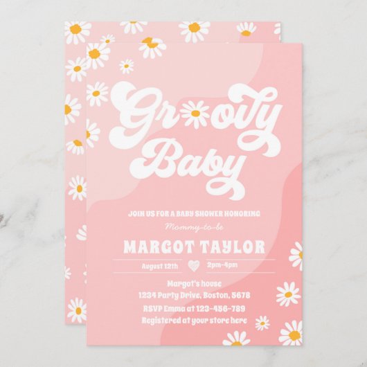 Groovy Baby Daisy Boho Hippy Vibes Baby shower Kaart (Voorkant / Achterkant)