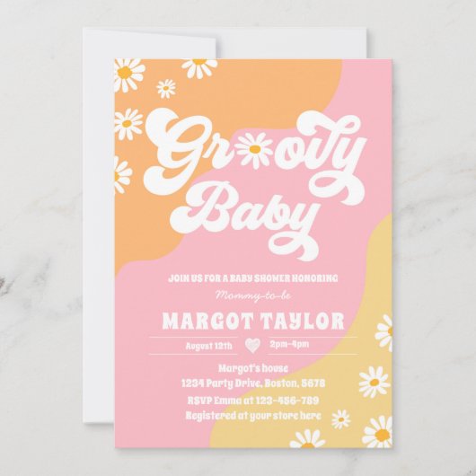 Groovy Baby Daisy Boho Hippy Vibes Baby shower Kaart (Voorkant)