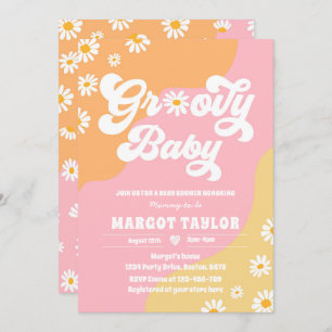 Groovy Baby Daisy Boho Hippy Vibes Baby shower Kaart