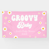 Groovy Baby Daisy Flower Floral Pink Baby shower Spandoek (Horizontaal)