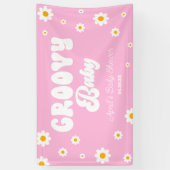 Groovy Baby Daisy Flower Floral Pink Baby shower Spandoek (Verticaal)