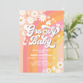 Groovy Baby Daisy Hippie 70's Retro Baby shower Kaart (Staand voorkant)