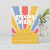 Groovy Baby Hippie Baby shower Invitation Kaart (Staand voorkant)