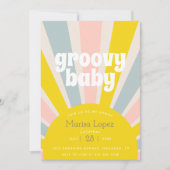 Groovy Baby Hippie Retro Baby shower Invitation Kaart (Voorkant)