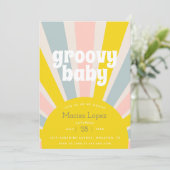 Groovy Baby Hippie Retro Baby shower Invitation Kaart (Staand voorkant)