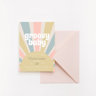Groovy Baby Hippie Retro Baby shower Kaart