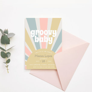 Groovy Baby Hippie Retro Baby shower Kaart