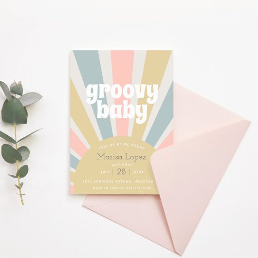 Groovy Baby Hippie Retro Baby shower Kaart