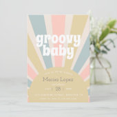 Groovy Baby Hippie Retro Baby shower Kaart (Staand voorkant)