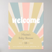 Groovy Baby Hippie Retro Baby shower Welkom Poster (Voorkant)