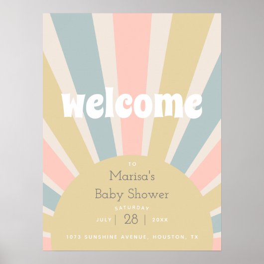 Groovy Baby Hippie Retro Baby shower Welkom Poster (Voorkant)