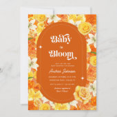 Groovy Baby in Bloom | Retro Bloemen Baby shower Kaart (Voorkant)