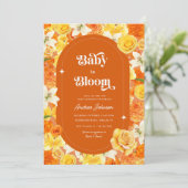 Groovy Baby in Bloom | Retro Bloemen Baby shower Kaart (Staand voorkant)