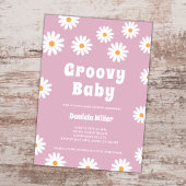 Groovy Baby Meisje Daisy 70s Retro Baby shower Kaart