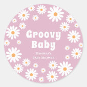 Groovy Baby Meisje Douche Bloem Power Daisies Roze Ronde Sticker (Voorkant)