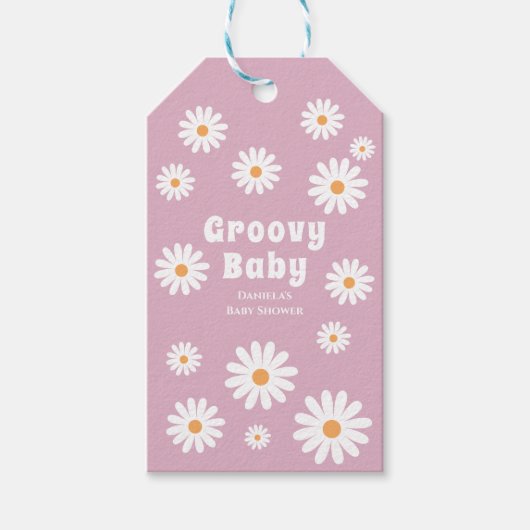 Groovy Baby Meisje Douche Bloem Power Dank u Cadeaulabel (Voorkant)