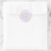 Groovy Baby Paarse Madeliefjes Checker Ronde Sticker (Tas)