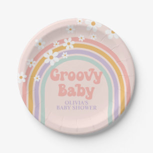 Groovy Baby Pastel regenboog Papieren borden Bordje
