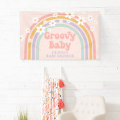 Groovy Baby Pastel regenboogBaby shower Spandoek (Insitu)