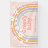 Groovy Baby Pastel regenboogBaby shower Spandoek (Verticaal)