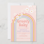 Groovy Baby Pastel regenboogschieten Baby shower Kaart (Voorkant)