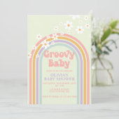 Groovy Baby Pastel regenboogschieten Baby shower Kaart (Staand voorkant)