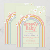 Groovy Baby Pastel regenboogschieten Baby shower Kaart (Voorkant / Achterkant)