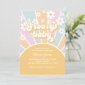 Groovy Baby Pastel Retro Sunshine Baby shower Kaart (Staand voorkant)