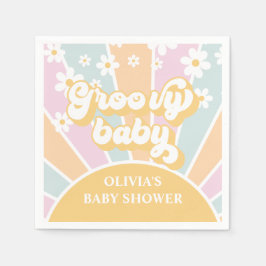 Groovy Baby pastel Retro Sunshine baby shower Servet